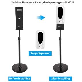 img 2 attached to 🧴 MaikcQ Hand Sanitizer Dispenser Stand - Sanitizing Station Steel Floor Stand with Adjustable Height, Leaking Tray - Ship From US - Ideal for Schools, Restaurants, Shops, Toilets, or Hotels (1 Set, Black)