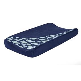 img 1 attached to Premium Lambs & Ivy Oceania Diaper Changing Pad Cover - Stylish Blue Fish Design