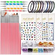 complete joyjuly nail art kit: brushes, dotting tools, stickers, foil, rhinestones, striping tapes - perfect for beginners logo