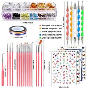 img 3 attached to Complete JOYJULY Nail Art Kit: Brushes, Dotting Tools, Stickers, Foil, Rhinestones, Striping Tapes - Perfect for Beginners