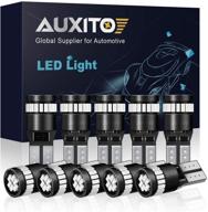 🔴 auxito 194 led light bulb: brilliant red 168 2825 w5w t10 wedge 24-smd 3014 chipsets - car dome map license plate lights (pack of 10) logo