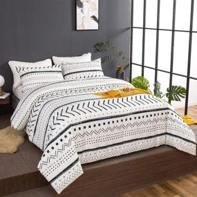 img 3 attached to 🛏️ Luxlovery Boho White Comforter Set: King Size Farmhouse Bedding with Aztec-Inspired Print and Striped Cotton Geometric Design - Comfortable and Stylish Blanket Quilts