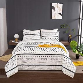 img 1 attached to 🛏️ Luxlovery Boho White Comforter Set: King Size Farmhouse Bedding with Aztec-Inspired Print and Striped Cotton Geometric Design - Comfortable and Stylish Blanket Quilts