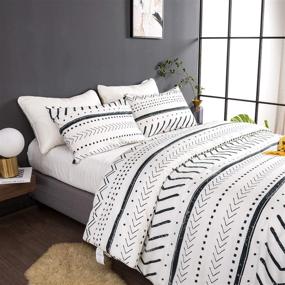 img 2 attached to 🛏️ Luxlovery Boho White Comforter Set: King Size Farmhouse Bedding with Aztec-Inspired Print and Striped Cotton Geometric Design - Comfortable and Stylish Blanket Quilts