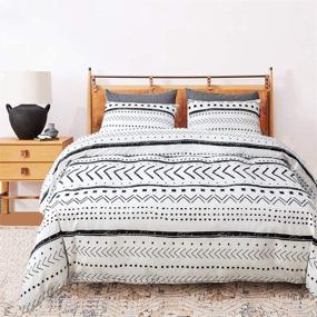 img 4 attached to 🛏️ Luxlovery Boho White Comforter Set: King Size Farmhouse Bedding with Aztec-Inspired Print and Striped Cotton Geometric Design - Comfortable and Stylish Blanket Quilts