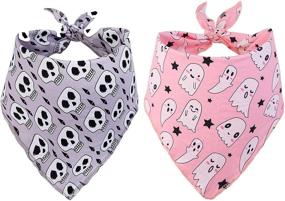 img 4 attached to 🎃 2-Pack Halloween Dog Bandana Set, Triangle Bibs Pet Scarf for Dogs