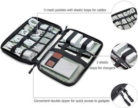 img 2 attached to 🔌 Подвижная сумка-органайзер для кабелей во время путешествий с 8 кабельными бандажами - чехол для электронных аксессуаров, вмещающий USB-кабель, шнур, ручку, прочные провода, наушники, iPad, iPhone (до 7.9 дюймов)