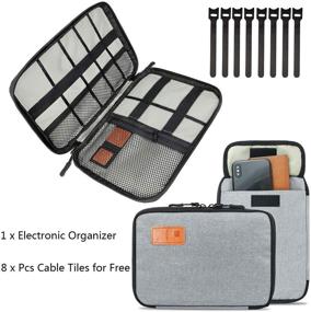 img 1 attached to 🔌 Portable Travel Cable Organizer Bag with 8 Cable Ties - Electronics Accessories Carry Case for USB Cable, Cord, Pen, Hard Cables, Earphone, iPad, iPhone (Up to 7.9 inches)