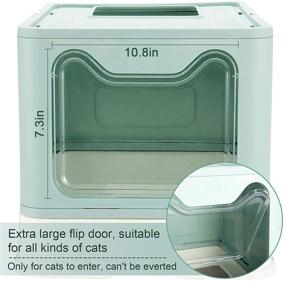 img 1 attached to 🐱 Convenient Exlarge Foldable Cat Litter Box with Lid - Top Entry Design, Anti-Splashing, Reducing Litter Tracking (Blue)