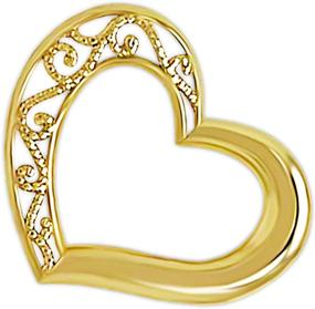 img 2 attached to 🎗️ Charm America: Gold Small Sliding Heart Charm - Premium 10 Karat Solid Gold