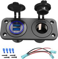 💧 waterproof power socket adapter diy kit with quick charge 3.0, 12v usb charger splitter and blue led dual usb ports for rocker switch panel on car boat marine rv logo