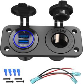 img 4 attached to 💧 Waterproof Power Socket Adapter DIY Kit with Quick Charge 3.0, 12V USB Charger Splitter and Blue LED Dual USB Ports for Rocker Switch Panel on Car Boat Marine RV