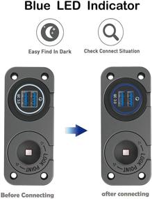 img 2 attached to 💧 Waterproof Power Socket Adapter DIY Kit with Quick Charge 3.0, 12V USB Charger Splitter and Blue LED Dual USB Ports for Rocker Switch Panel on Car Boat Marine RV