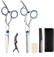 💈 keruita professional barber hair cutting scissors set - thinning shears, salon razor edge tools, mustache scissors - fine adjustment screw, japanese stainless steel kit logo