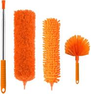 🪒 telescoping extension feather duster kit - reusable bendable microfiber dusters, 100 inch pole, washable lightweight dusters for ceiling fan logo