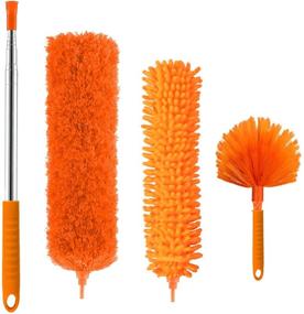 img 4 attached to 🪒 Telescoping Extension Feather Duster Kit - Reusable Bendable Microfiber Dusters, 100 Inch Pole, Washable Lightweight Dusters for Ceiling Fan