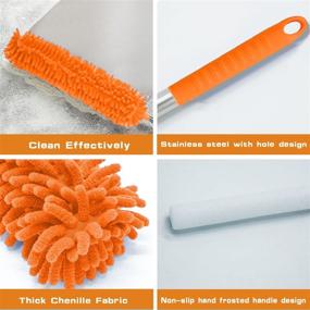 img 1 attached to 🪒 Telescoping Extension Feather Duster Kit - Reusable Bendable Microfiber Dusters, 100 Inch Pole, Washable Lightweight Dusters for Ceiling Fan