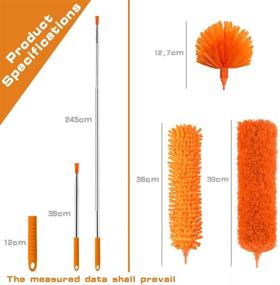 img 3 attached to 🪒 Telescoping Extension Feather Duster Kit - Reusable Bendable Microfiber Dusters, 100 Inch Pole, Washable Lightweight Dusters for Ceiling Fan