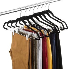 img 3 attached to 👗 20 Pack Premium Velvet Skirt Hangers with Metal Clips & Non-Slip Grip - Ultra Thin, Space Saving & Durable Clothes Hangers for Suits, Dresses & Shirts