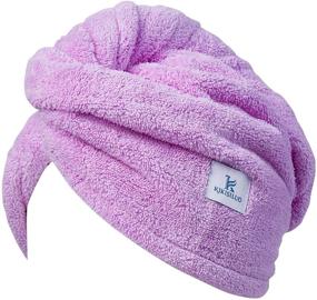 img 3 attached to 🎀 2 Pack Super Absorbent Microfiber Hair Towel Wrap for Women with Long Thick & Curly Hair - Quick Dry Hair Turban in Pink & Purple