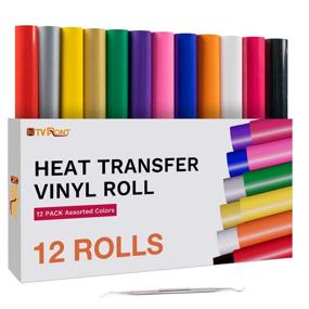img 4 attached to 🎉 HTVRONT HTV Vinyl Bundle - 12 Pack of 12 Inch by 5 Feet Heat Transfer Vinyl Rolls, Easy to Cut Iron on Vinyl for Cricut & Cameo, Simple Weed and Apply Heat Transfer Vinyl