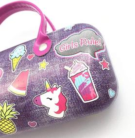 img 1 attached to Colorful Hard Plastic Clamshell Children's Glasses Case - Convenient Handle, Glasses Pouch Included