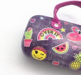 img 2 attached to Colorful Hard Plastic Clamshell Children's Glasses Case - Convenient Handle, Glasses Pouch Included