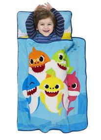 img 4 attached to 🦈 Baby Shark Nap Mat: Comfortable Pillow and Fleece Blanket Combo for Daycare, Preschool, and Kindergarten Naps - Ideal for Boys and Girls