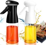 🍃 2 pack oil sprayer for cooking - refillable olive oil mister dispenser spray with versatile vinegar spritzer - food plastic bottle for air fryer, kitchen bbq, salad, baking - 7oz/200ml - black and white - improved seo logo