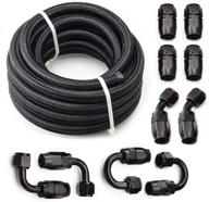 🔥 high-performance 8an 20ft universal braided oil fuel line hose stainless steel nylon cpe with swivel fitting hose ends adapter kit-black: ultimate durability and functionality logo