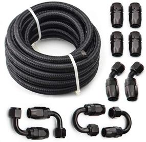 img 4 attached to 🔥 High-Performance 8AN 20Ft Universal Braided Oil Fuel Line Hose Stainless Steel Nylon CPE with Swivel Fitting Hose Ends Adapter Kit-Black: Ultimate Durability and Functionality