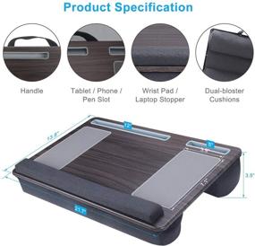 img 1 attached to 🖥️ Laptop Lap Desk with Removable Cushion Cover, Mouse Pad, and Tablet Phone Holder - Ideal for Adults, Fits up to 17 inch Laptop - NEARPOW