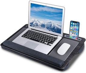 img 4 attached to 🖥️ Laptop Lap Desk with Removable Cushion Cover, Mouse Pad, and Tablet Phone Holder - Ideal for Adults, Fits up to 17 inch Laptop - NEARPOW