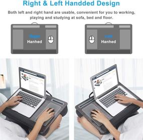 img 2 attached to 🖥️ Laptop Lap Desk with Removable Cushion Cover, Mouse Pad, and Tablet Phone Holder - Ideal for Adults, Fits up to 17 inch Laptop - NEARPOW