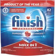 🔆 finish max in 1 powerball dishwasher detergent: 82-count dishwashing tablets - superior cleaning for sparkling results logo