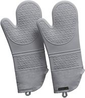 🧤 15-inch gray silicone oven mitts: high heat resistant kitchen mittens, non-slip pot holders with flexible oven gloves, extra long potholders for cooking and baking, quilted liner, pack of 2 logo