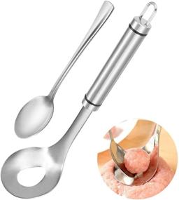 img 4 attached to 🥄 Stainless Steel Meatball Maker Scoop Spoon - Non-Stick Meat Baller with Long Handle