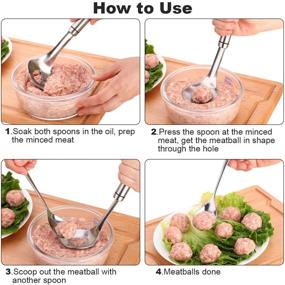 img 3 attached to 🥄 Stainless Steel Meatball Maker Scoop Spoon - Non-Stick Meat Baller with Long Handle