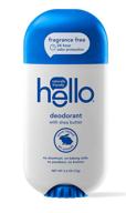 🌿 hello shea butter fragrance free deodorant: aluminum-free, paraben-free, 24-hour protection for women + men - 2.6 oz, unscented - pack of 1, 31.2 oz. logo