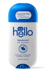 img 4 attached to 🌿 Hello Shea Butter Fragrance Free Deodorant: Aluminum-Free, Paraben-Free, 24-Hour Protection for Women + Men - 2.6 Oz, Unscented - Pack of 1, 31.2 Oz.