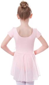 img 1 attached to 🩰 Girls' Skirted Short Sleeve Dance Leotard Dress for Ballet