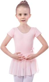 img 2 attached to 🩰 Girls' Skirted Short Sleeve Dance Leotard Dress for Ballet
