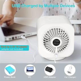 img 2 attached to Zarcdo 3in1 Portable Air Conditioner - 2000mAh Rechargeable Mini Desktop Mobile Cooling Fan for Home, Office, Room, Camping - White, Small Evaporative Cooler with Adjustable 3 Speeds