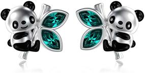 img 4 attached to 🐾 AOBOCO 925 Sterling Silver Animal Stud Earrings: Dazzling Crystals from Austria