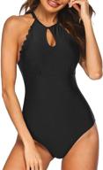 👙 high neck one piece swimsuit for women - ekouaer back cross halter swimwear monokinis with tummy control, in s-xxl sizes logo