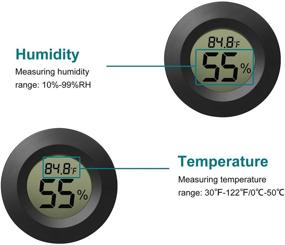 img 3 attached to EEEKit 6-Pack Digital Hygrometer Thermometer LCD Monitor - Indoor Outdoor Humidity Meter Gauge for Humidifiers Dehumidifiers, Greenhouse, Basement, Babyroom - Black Round Design, Fahrenheit/Celsius Measurement