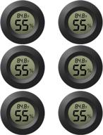 eeekit 6-pack digital hygrometer thermometer lcd monitor - indoor outdoor humidity meter gauge for humidifiers dehumidifiers, greenhouse, basement, babyroom - black round design, fahrenheit/celsius measurement logo