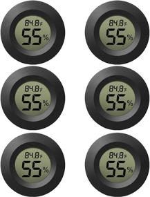 img 4 attached to EEEKit 6-Pack Digital Hygrometer Thermometer LCD Monitor - Indoor Outdoor Humidity Meter Gauge for Humidifiers Dehumidifiers, Greenhouse, Basement, Babyroom - Black Round Design, Fahrenheit/Celsius Measurement