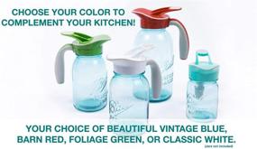 img 2 attached to Ergo Spout Mason Jar Pitcher & Pour Spout Lid - Vintage Blue-Teal (Regular Mouth) for Maple Syrup, Salad Dressing & More!