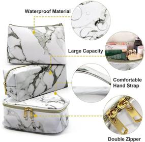 img 1 attached to Versatile 3 Pack Marble Makeup Bag Organizer Travel Cosmetic Bags for Women and Girls - Small & Large Make Up Pouches, Beauty Must-Haves for Teens!